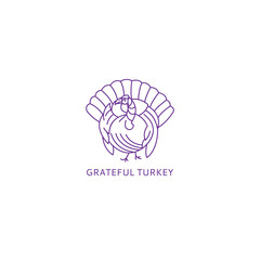 The Turkey logo vector. The bird is a Turkey a symbol of Thanksgiving. Contour illustration of a Turkey