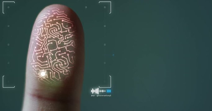 slow motion of scan fingerprint biometric identity and approval and dna granted. concept of the future of security and password control through fingerprints in an advanced technological future and cyb