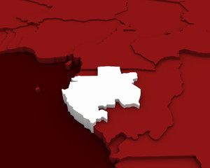 gabon map 3D illustration