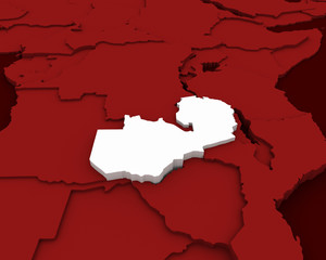 zambia map 3D illustration