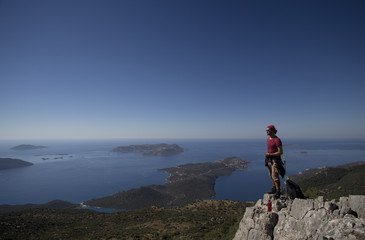 Young mountaineer on a mountain trip