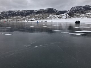 frozen lake in the rocky mountains