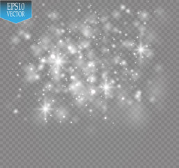 Vector white glitter wave abstract illustration. White star dust trail sparkling particles isolated on transparent background. Magic concept.Christmas. New Year.
