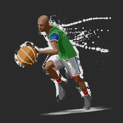 Plakat basketball player, 3d rendering