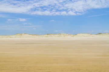 Fototapeta na wymiar Dry over wet sand and dunes in Cassino beach