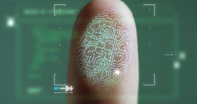 slow motion of scan fingerprint biometric identity and approval and dna granted. concept of the future of security and password control through fingerprints in an advanced technological future and cyb