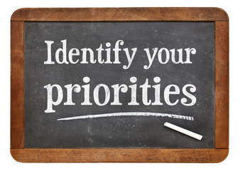 Identify your priorities - blackboard sign