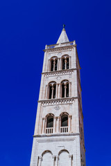 Fototapeta na wymiar Bell tower of St. Anastasia church in Zadar, Croatia