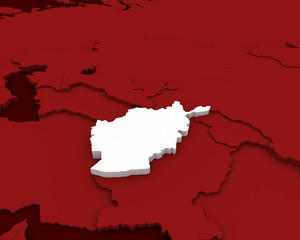 afghanistan map 3D rendering