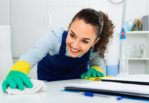 Portrait of girl doing professional clean-up
