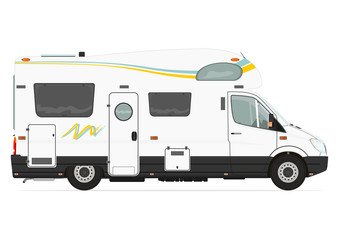 Camper. Side view. Flat vector.
