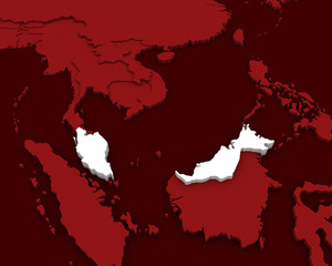 malaysia map 3D rendering