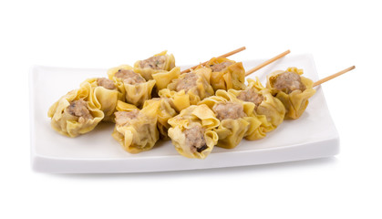 Chinese Steamed Dumpling on white background.