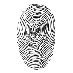 Vector fingerprint sketch. Hand drawn outline illustration with human finger print