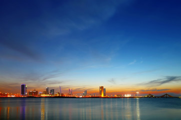 Bahrain skyline during blue hours