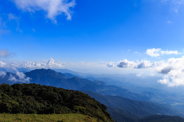 Scenery and bright sky with sunlight at Kew Mae Pan , Thailand