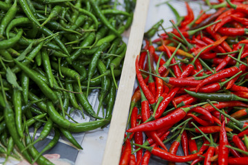 red chilli  versus Green spicy chili