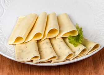 sliced  cheese isolated 