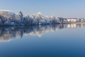 Freiburg, See, Seepark, Winter, Frost,