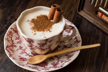Turkish Salep or Sahlep with cinnamon sticks / Christmas Eggnog