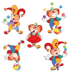 Set of Cartoon Illustration. A Cute Cats Clowns for you Design
