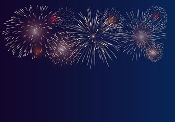 Brightly Colorful Fireworks on twilight background