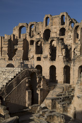 The Roman amphitheater of Thysdrus in El Djem (or El-Jem), a town in Mahdia governorate of...