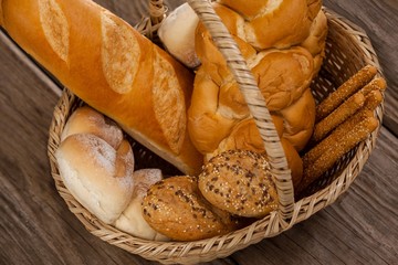 Various bread loaves in basket