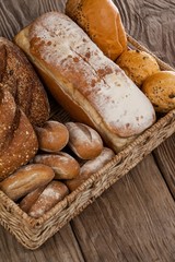 Various bread loaves in basket