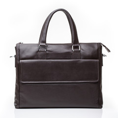black leather men casual or business briefcase