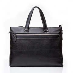 black leather men casual or business briefcase