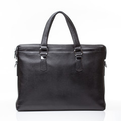 black leather men casual or business briefcase