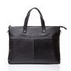 black leather men casual or business briefcase