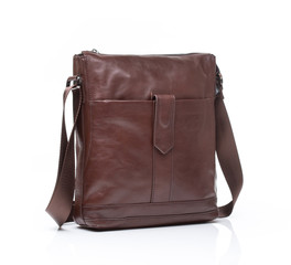 Naklejka premium brown leather men casual or business bag