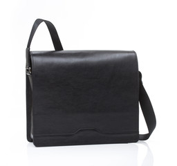 black leather men casual or business briefcase