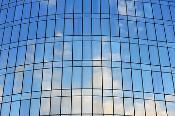 Skyscrapep windows with blue sky
