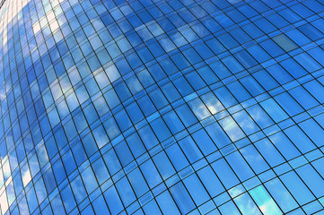 Blue sky with clouds in the office building