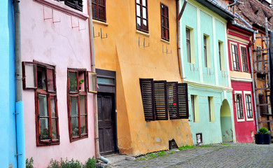 Fototapeta na wymiar Colorful houses of Sighisoara old town