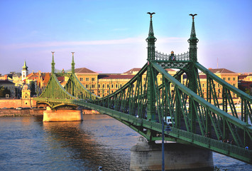 Liberty bridge in Budapest city - obrazy, fototapety, plakaty