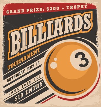 Billiards retro poster design layout