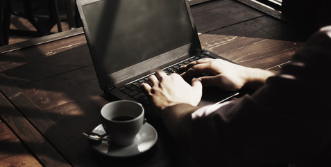 businessman working with laptop (Success, knowledge, victory, mo