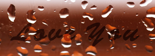 Valentine's day concept with word love you on glass,Use for background.