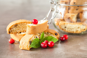 biscotti cookies on a table, selective focus