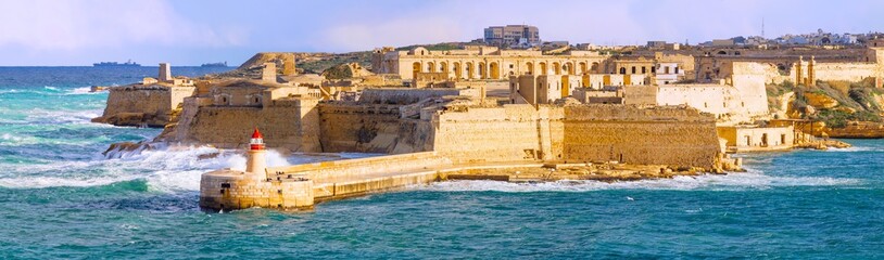 Malta, Valletta, Forti Rikażoli, Kalkara Panorama Sea - Mittelmeer Ricasoli, Malta Reisen,...