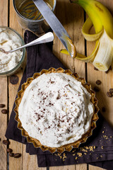 Banoffee pie with bananas, whipped cream and toffee