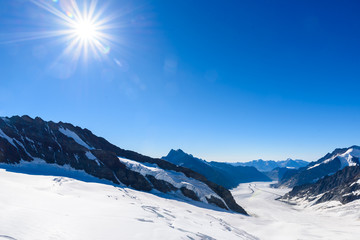 Aletsch glacier - ice landscape in Alps of Switzerland, Europe