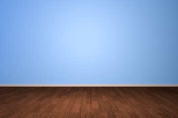 Empty interior light blue room with wooden floor, For display of