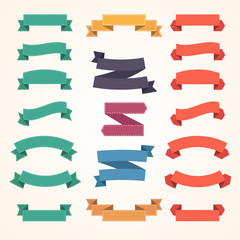 Set of Various Colorful Ribbons. Flat Design Style.