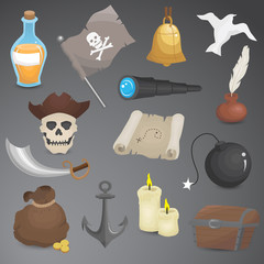 Pirate icon set. Vector art.