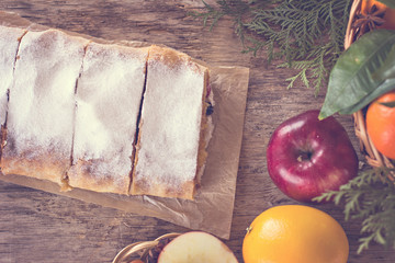 strudel and winter decor.